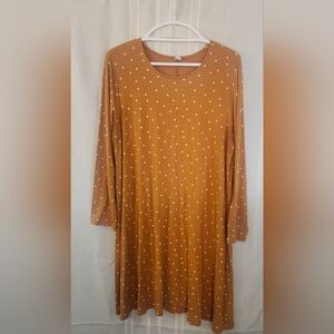 Old Navy Brown Polka Dot Long Sleeve Dress